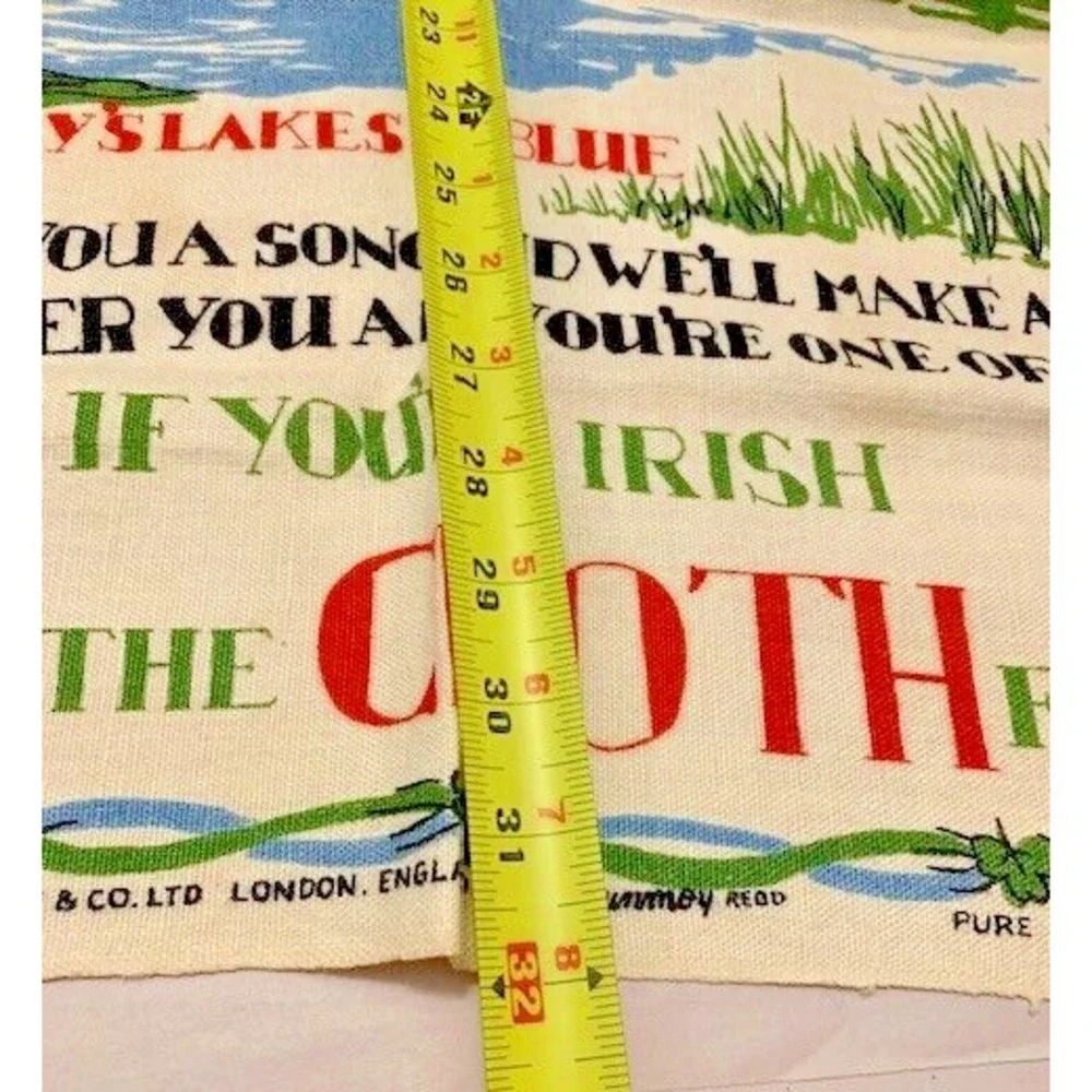VTG Tea Towel 1950s Ireland Dunmoy Pure Irish Linen Kitchen Kitsch Retro Decor